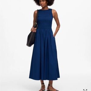 Madewell The Petite Melody Scoopback Smocked Midi Dress